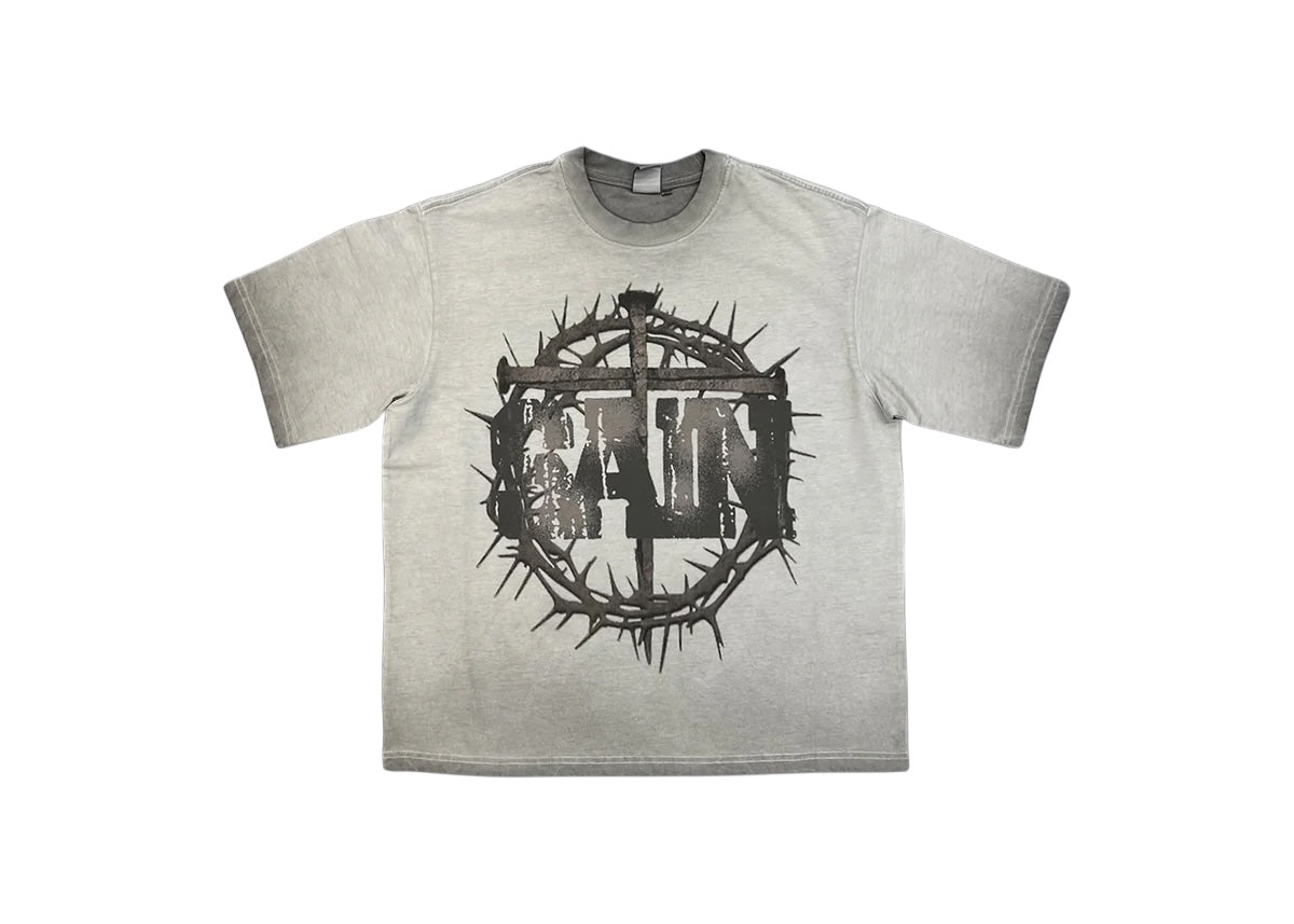Saint Vanity Cross Tee Grey Wash