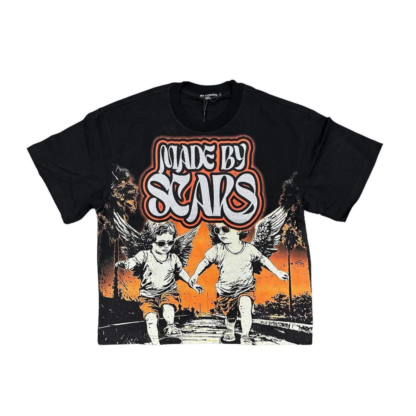 Mixed Emotion "Twin" Rhinestone Tee (Black)