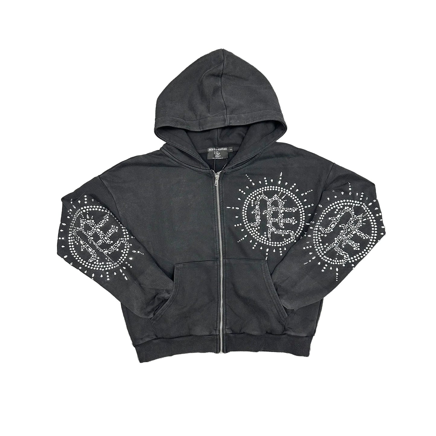 Mixed Emotion "Eclipse" Rhinestone Hoodie (Grey Wash)