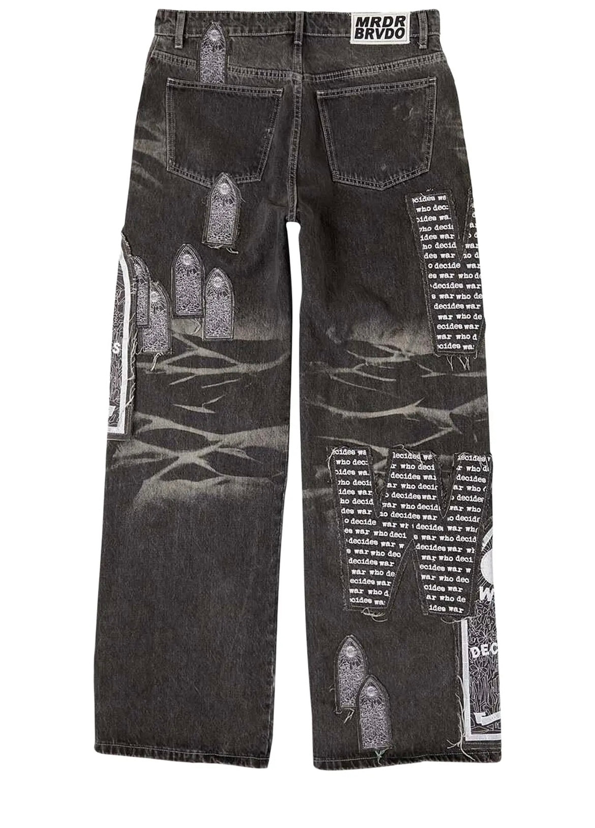 Who Decides War Motif Patched Denim "Vintage Grey"