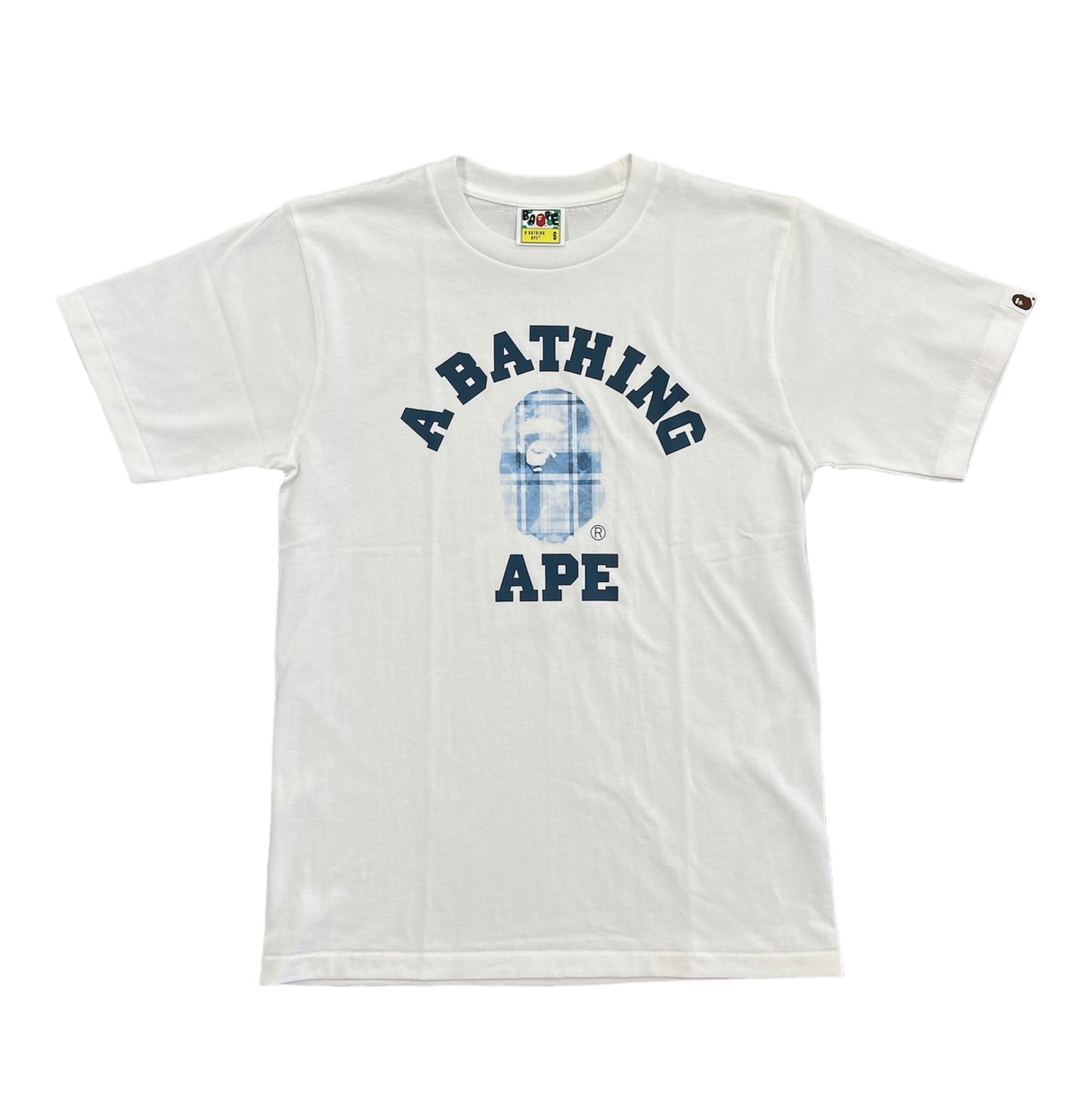 BAPE ABC Plaid College Tee White/Blue