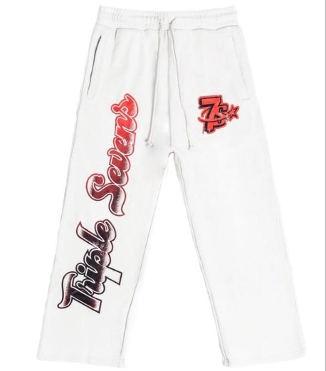 Triple Sevens Sweatpants (Cream/Red)