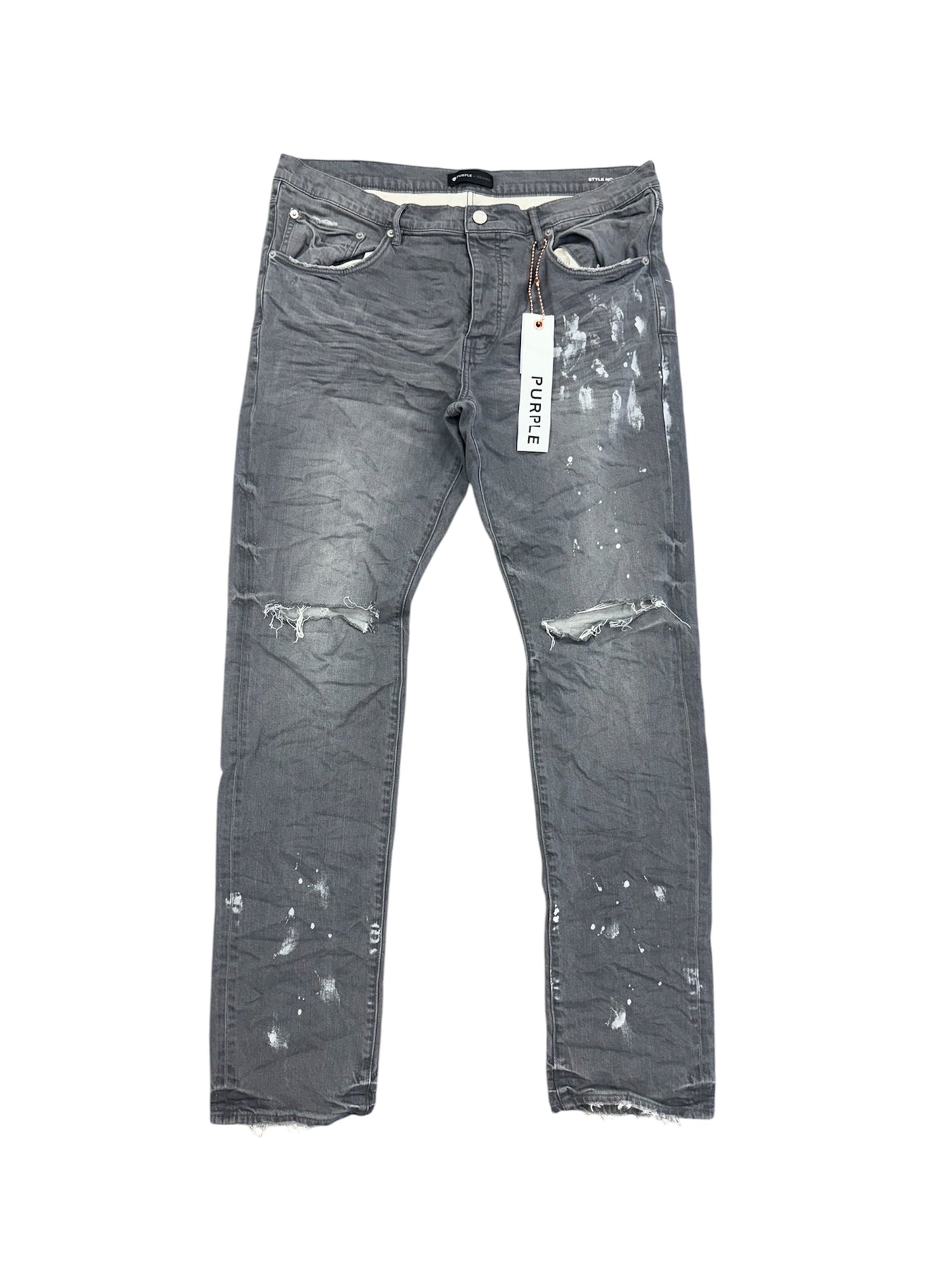 Purple Brand Worn Grey Knee Slit Jeans