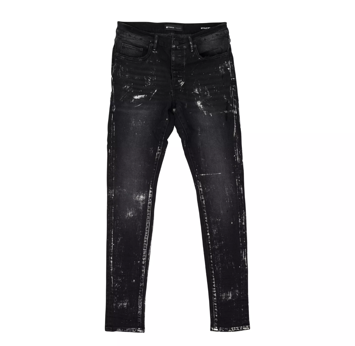 Purple Brand Black Wash Metallic Silver Jeans