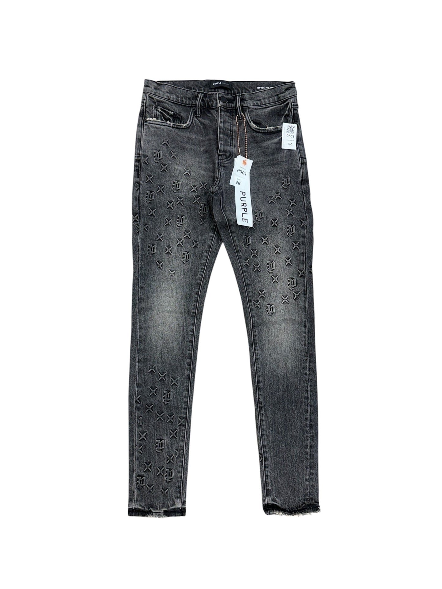 Purple Brand Embossed Denim Black Jeans