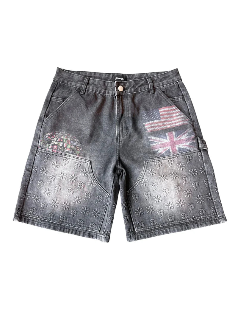 Prestige Embossed Denim Jorts (Black)