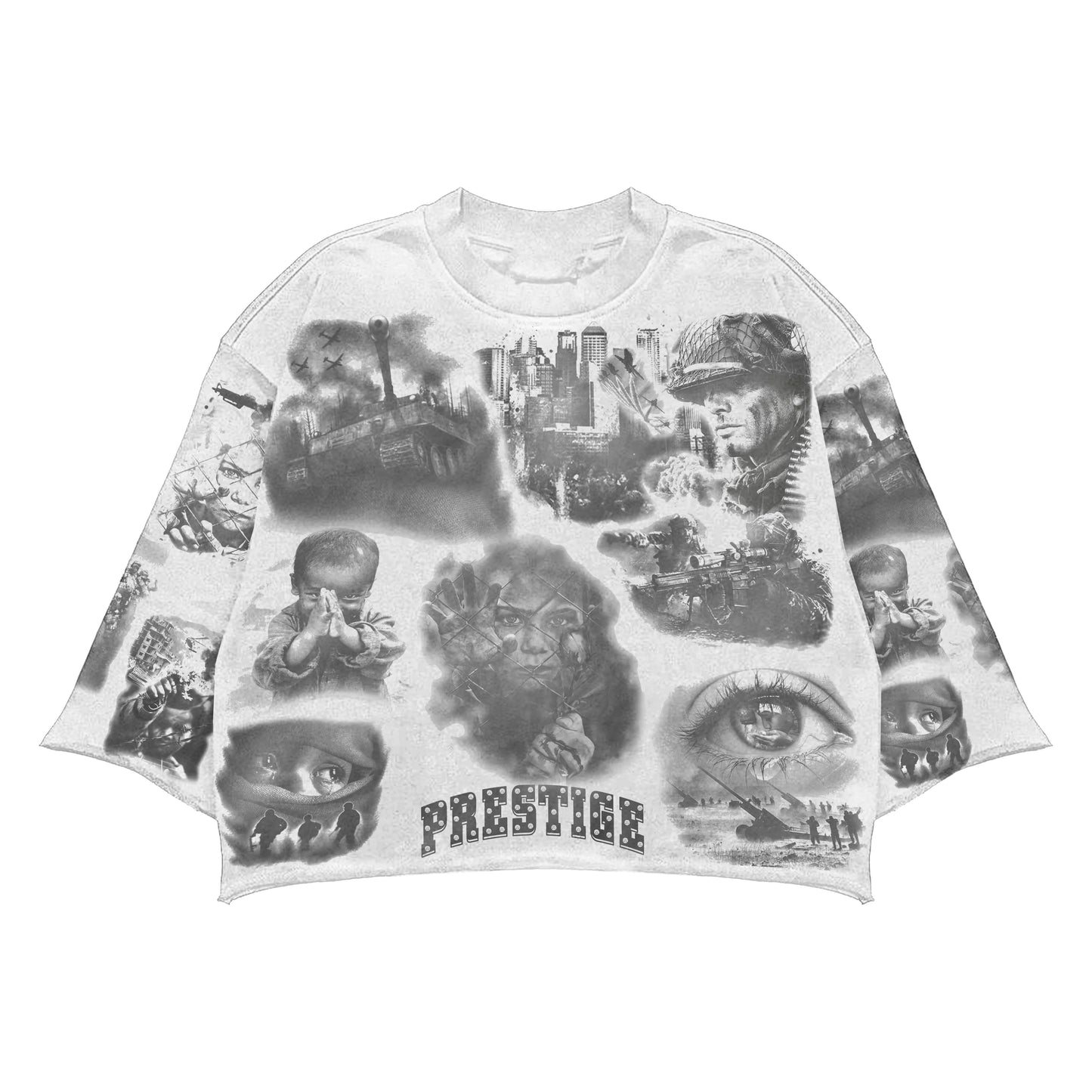 Prestige "Glory Thru Pain" Cropped Tee (Cream/Black)