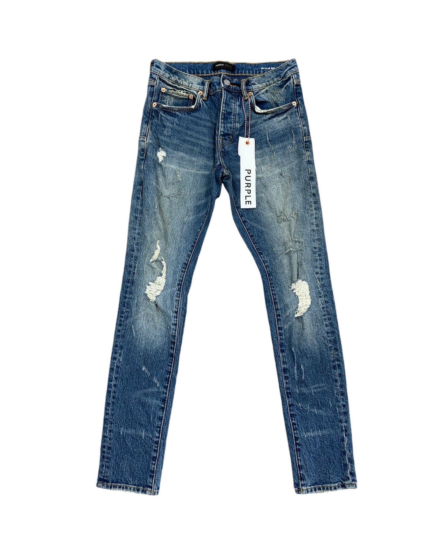 Purple Brand Mid Indigo Thrashed Jeans