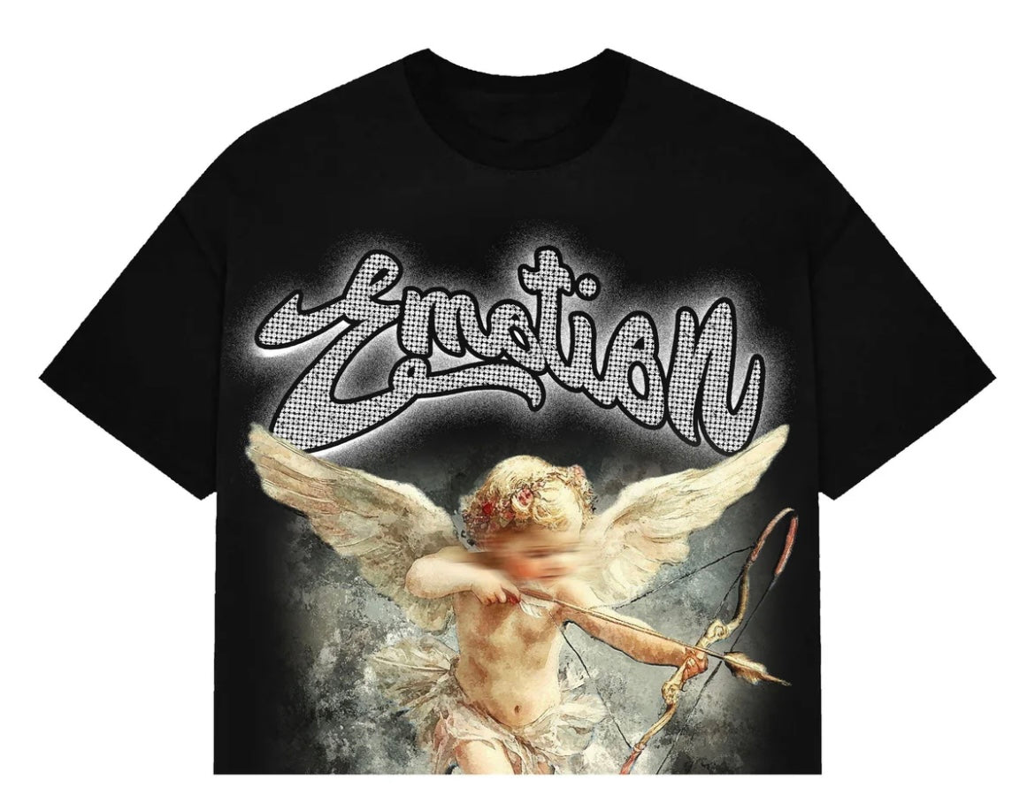 Mixed Emotion Cupid Cropped Tee Black