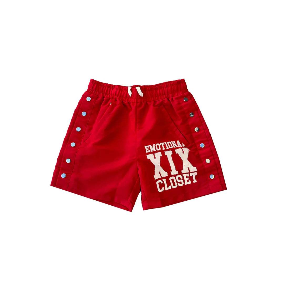 Mixed Emotion "Backyard" Nylon Shorts Red
