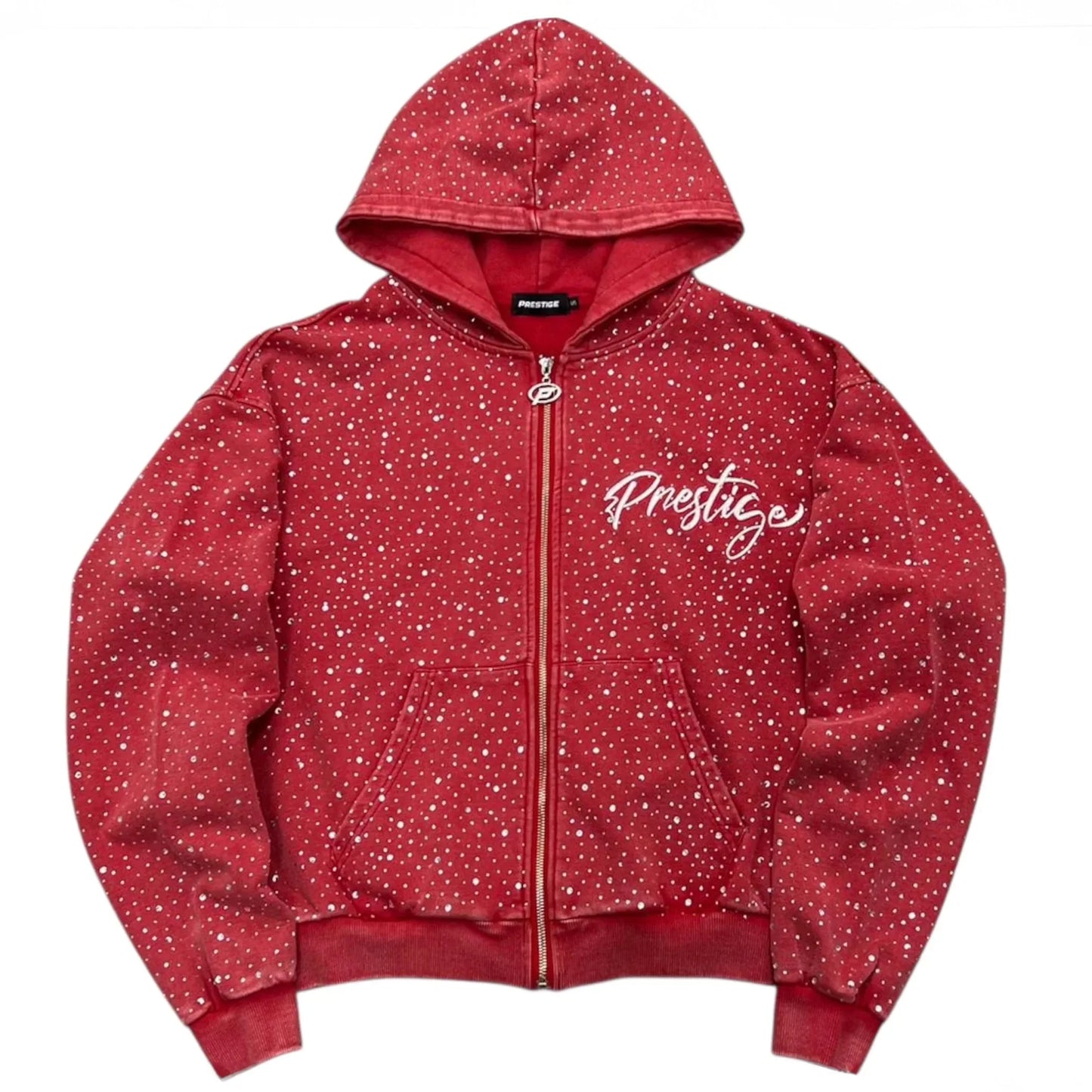 Prestige Diamond Zip Up Hoodie (Red)
