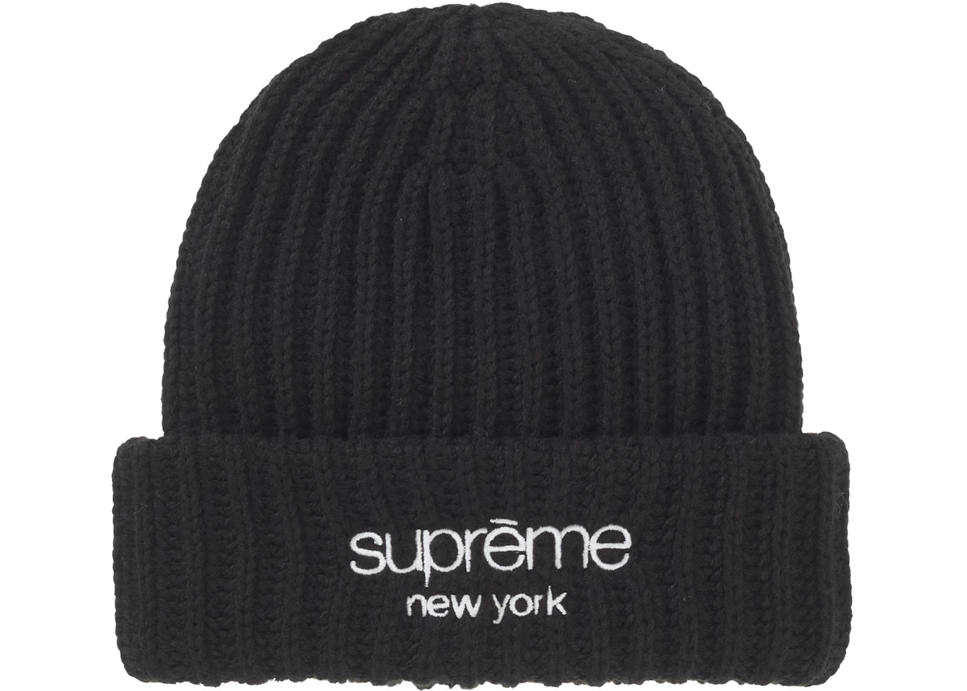 Supreme Chunky Rib Classic Logo Beanie Black