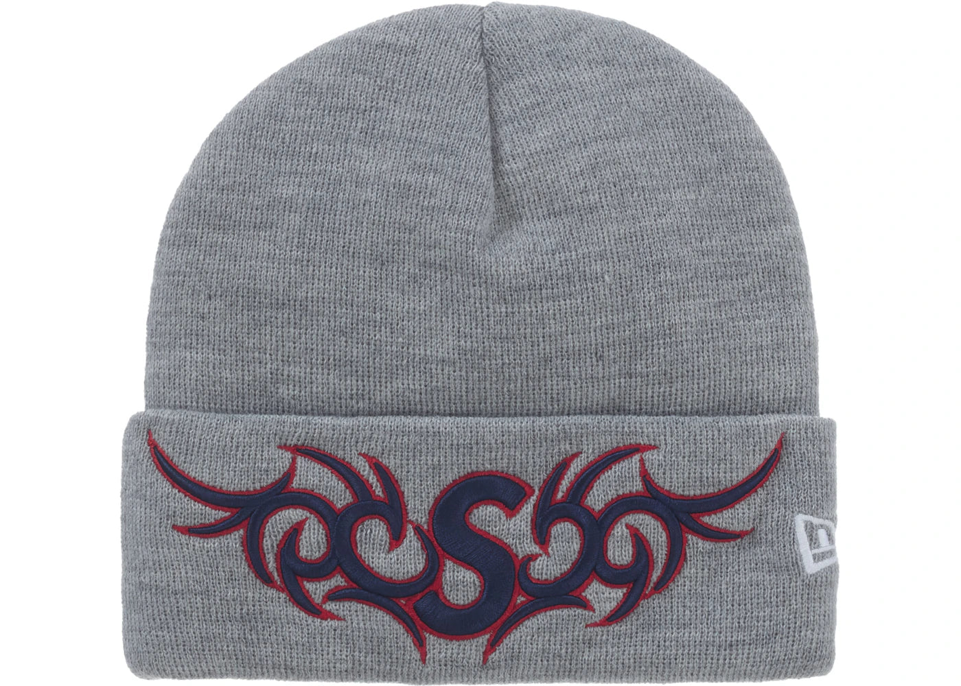 Supreme New Era Tribal S Logo Beanie Heather Grey