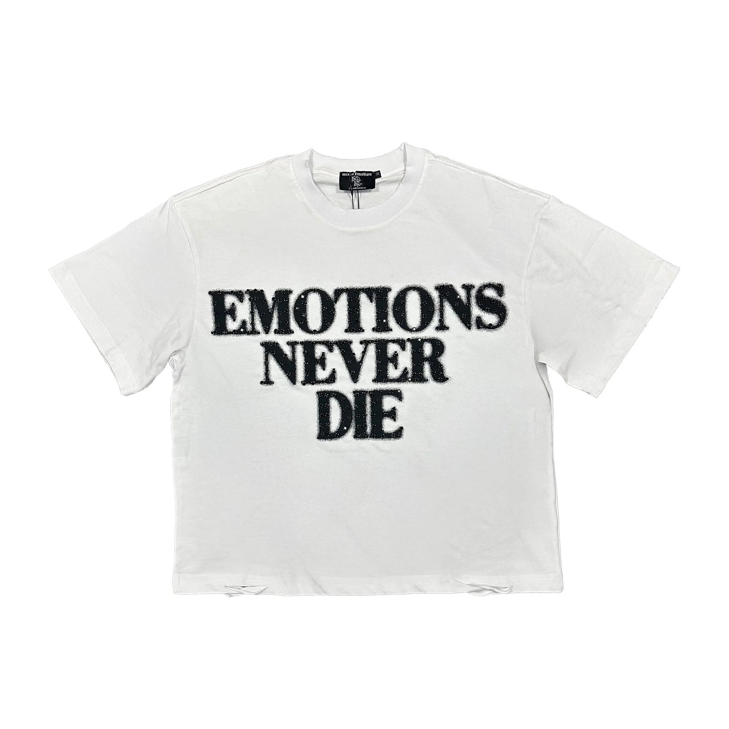 Mixed Emotion "End" Rhinestone Tee (White)