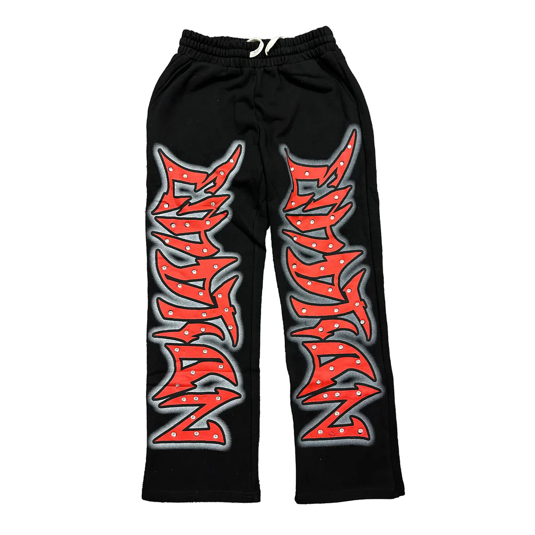 Mixed Emotion Graffiti Sweatpants Black