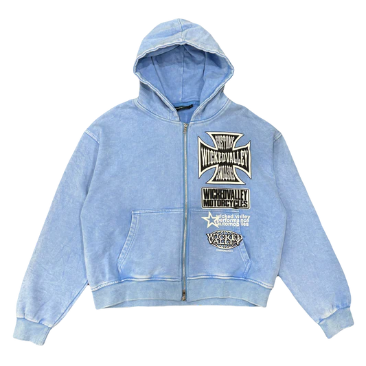 Wicked Valley Mist Moto Zip Up (Blue)