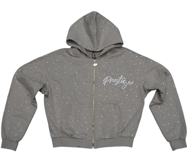 Prestige Diamond Zip Up Hoodie (Tan)