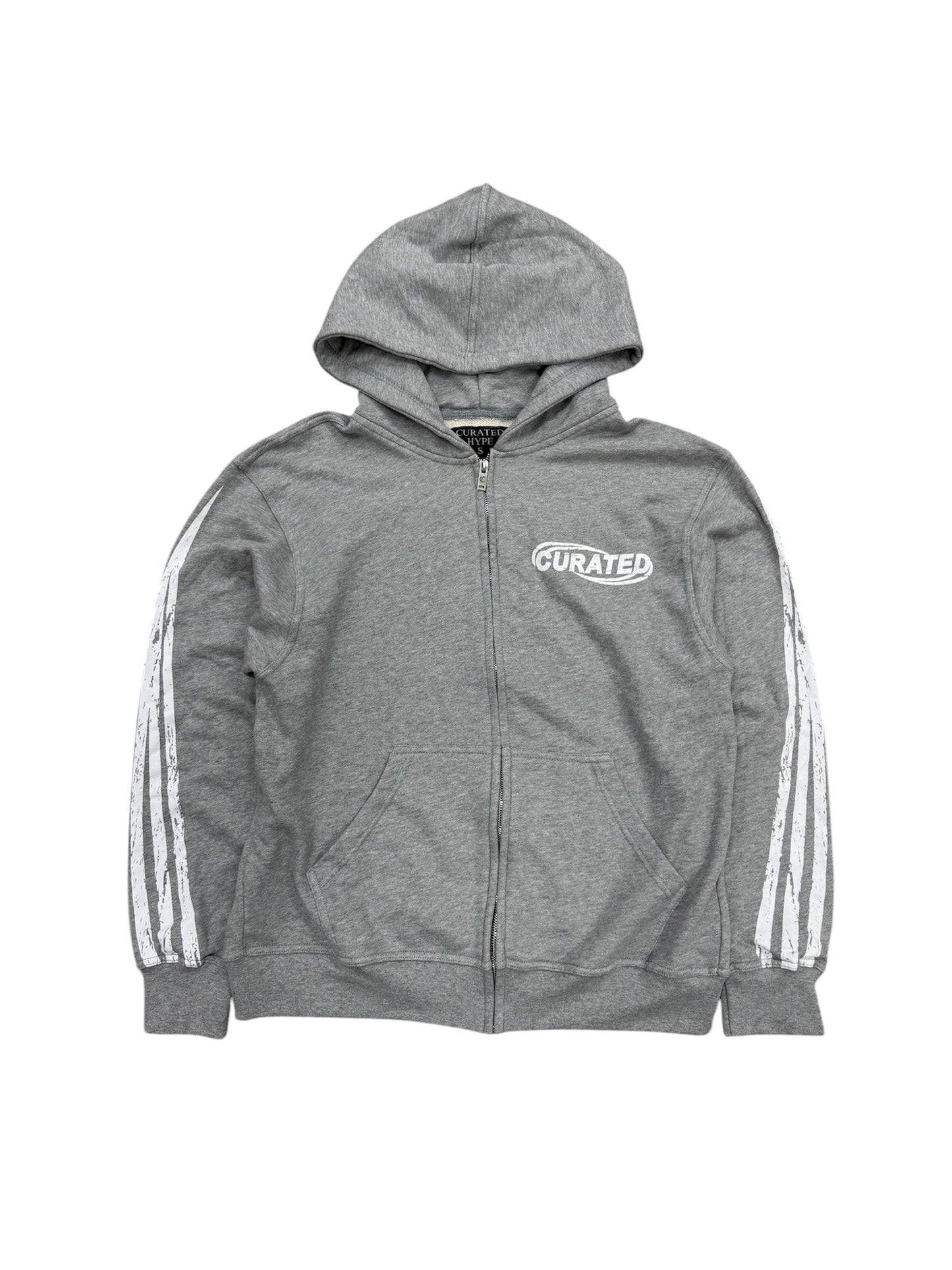 Curated Zip Up Hoodie Grey White