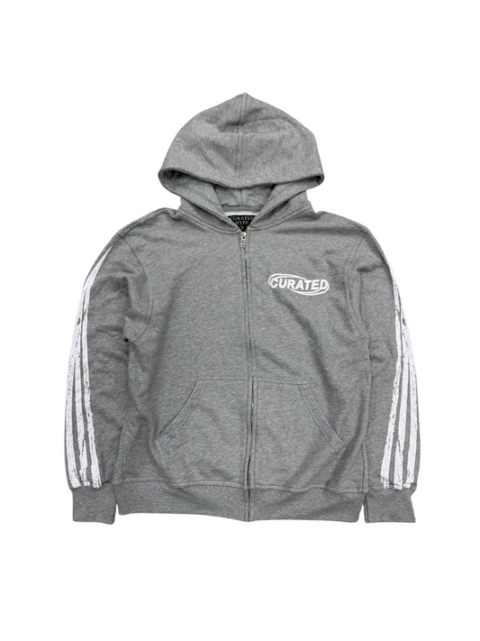 Curated Zip Up Hoodie Grey White