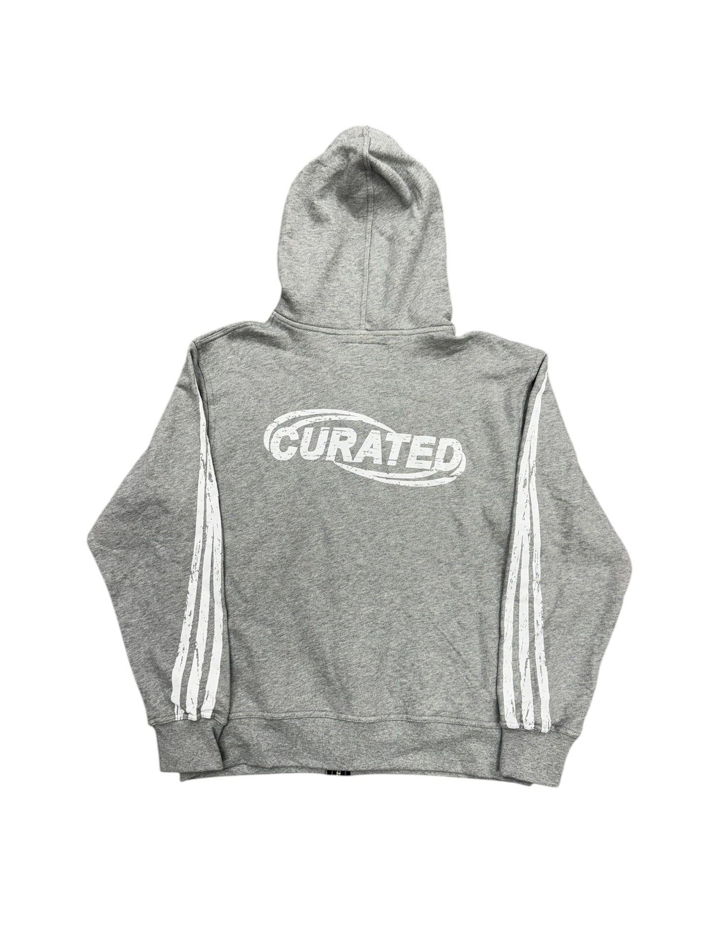 Curated Zip Up Hoodie Grey White