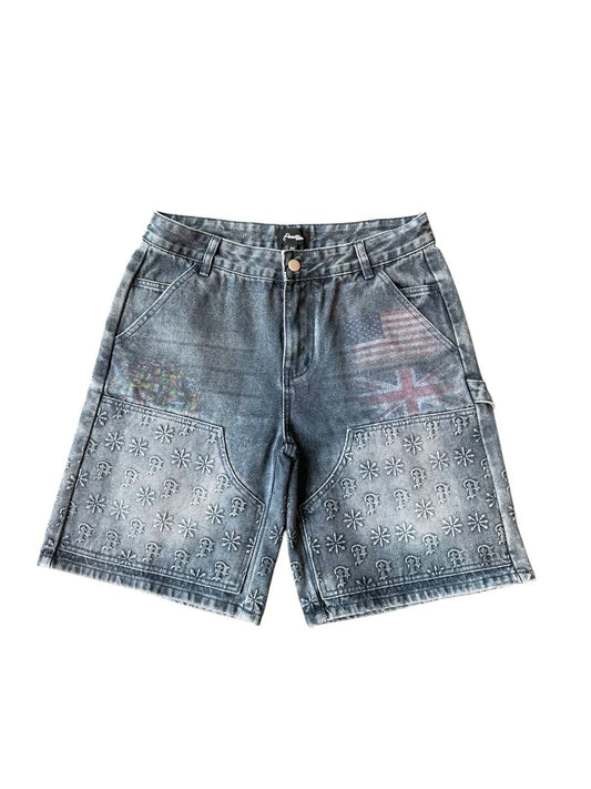 Prestige Embossed Denim Jorts (Blue)
