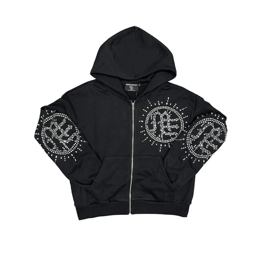 Mixed Emotion "Eclipse" Rhinestone Hoodie (Black)