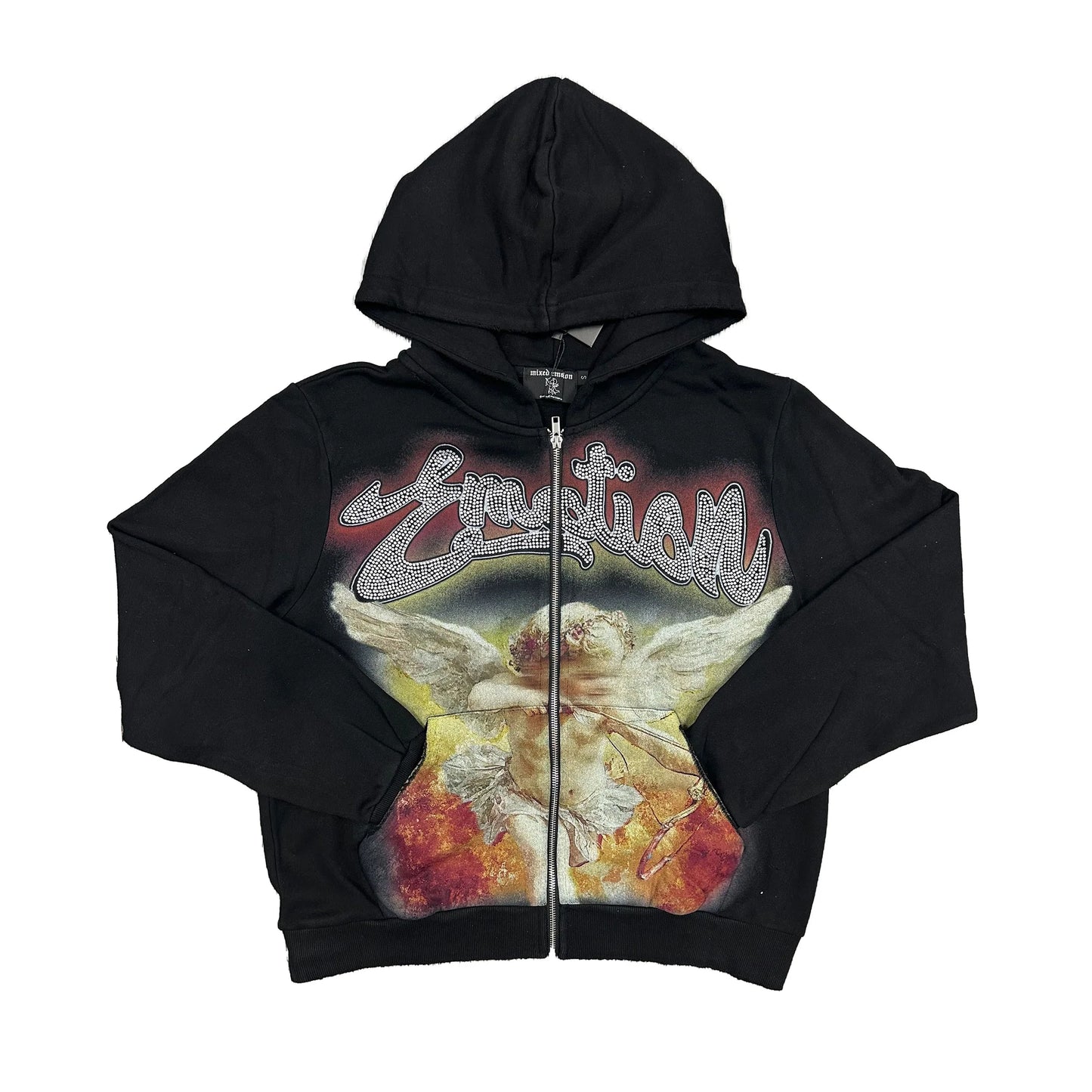 Mixed Emotion Acid Wash Rhinestone Hoodie