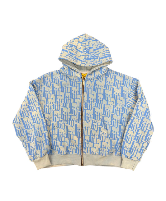 Fine Zip Up Hoodie Blue