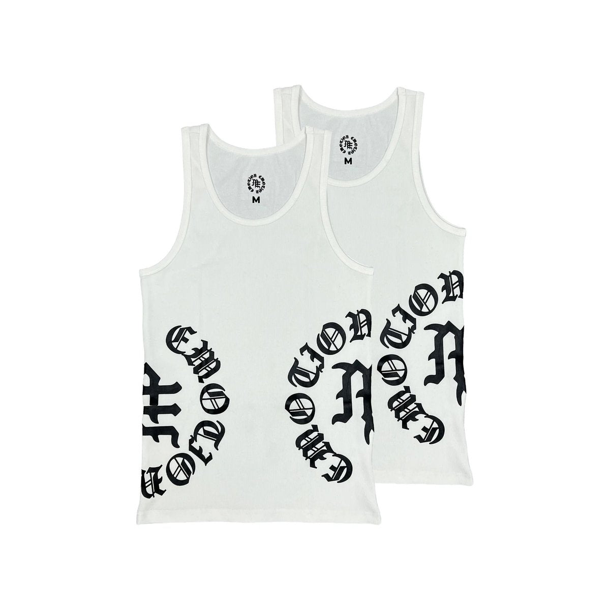 Mixed Emotion 2 Pack "Script" Tank Tops (White)