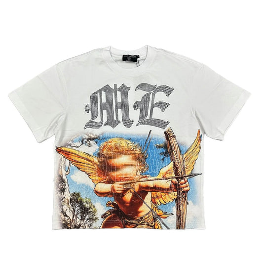 Mixed Emotion Angel Rhinestone Tee (White)
