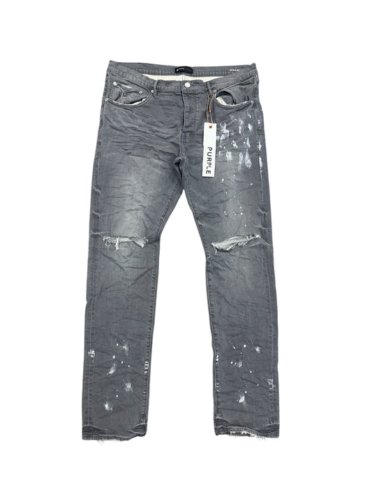 Purple Brand Worn Grey Knee Slit Jeans