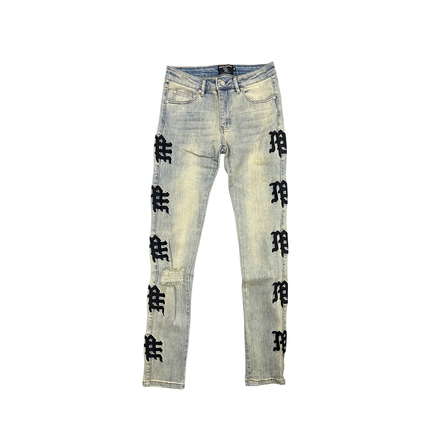 Mixed Emotion Monogram Denim "Desert" Jeans