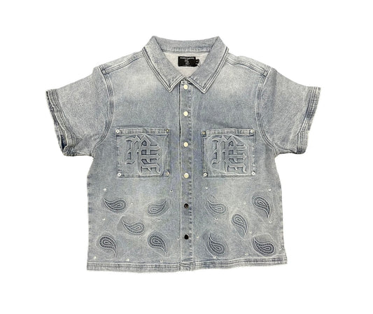 Mixed Emotion "Paisley" Denim Blue Shirt