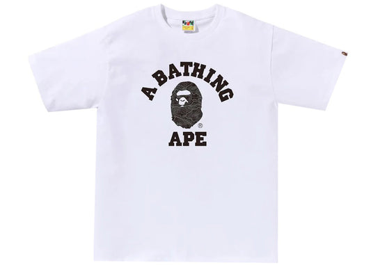 BAPE Layered Line Camo College Tee White/Black