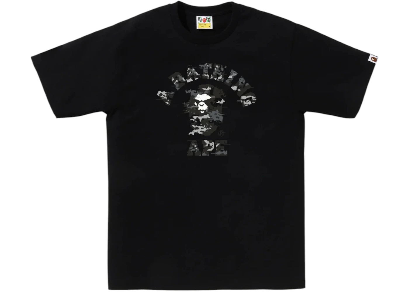 BAPE Multi Pixel Camo College Tee Black
