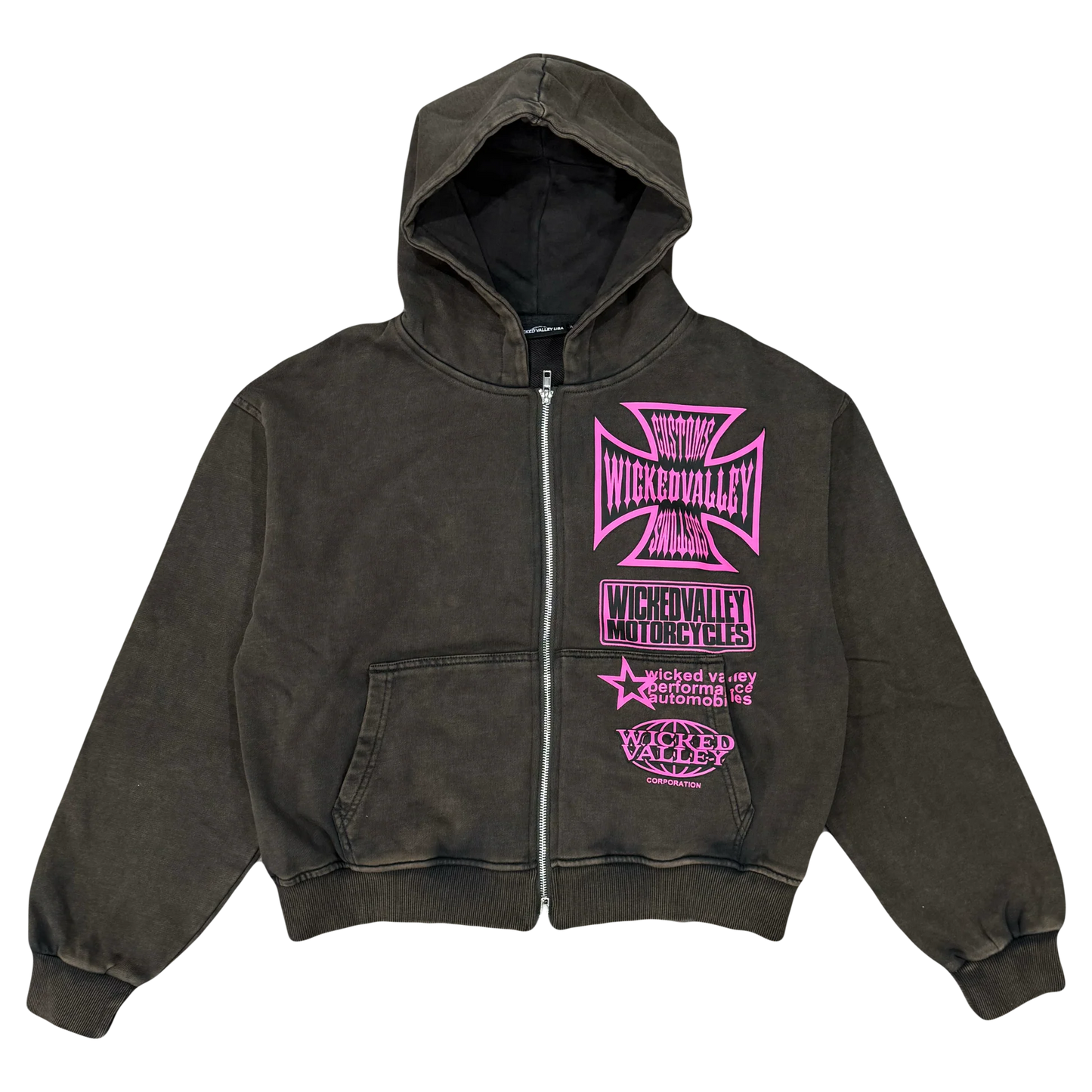 Wicked Valley OG Charcoal Moto Zip Up (Brown)