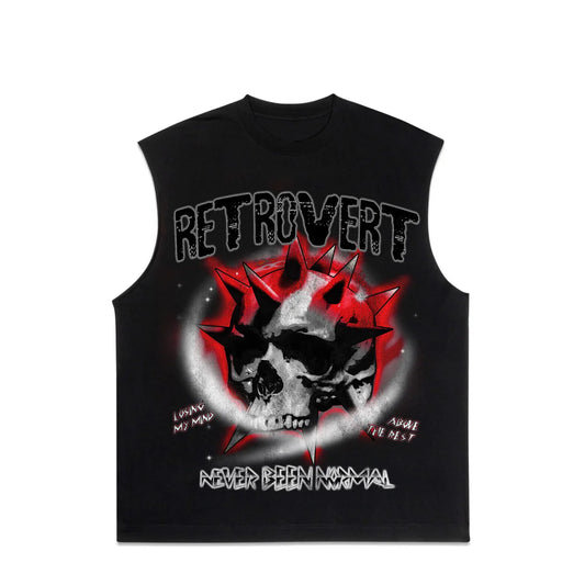 Retrovert Red Skull Cutoff Tee (Black)