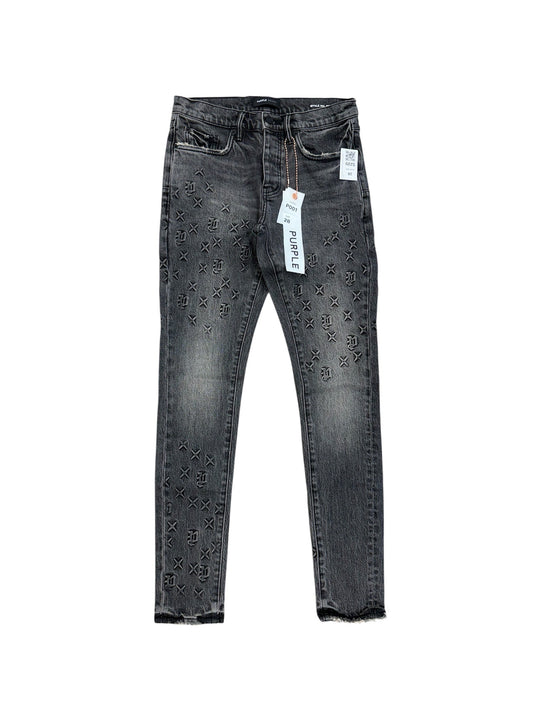 Purple Brand Embossed Denim Black Jeans
