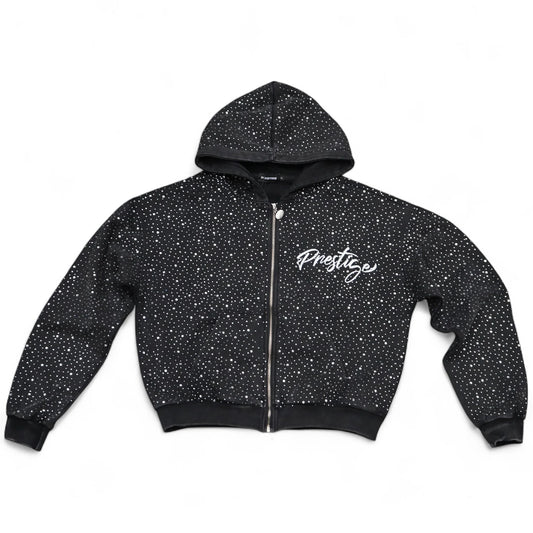 Prestige Diamond Zip Up Hoodie (Black)