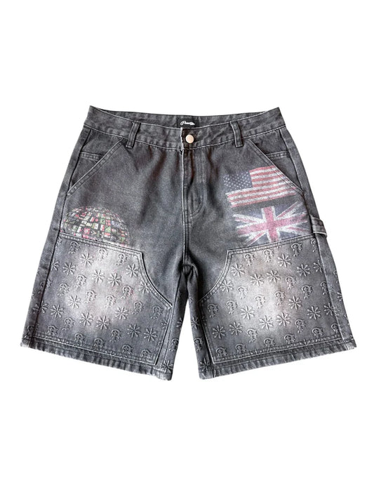 Prestige Embossed Denim Jorts (Black)