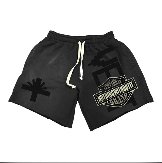 Vertabrae Black Double Emblem Shorts