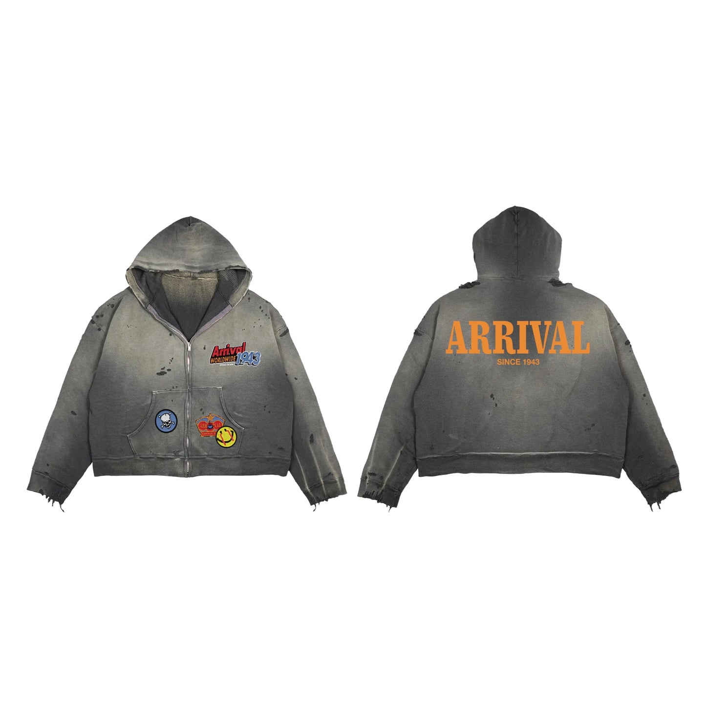 Arrival Worldwide Patchwork Destroyed Zip Up