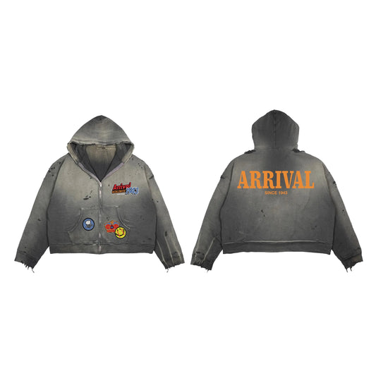Arrival Worldwide Patchwork Destroyed Zip Up