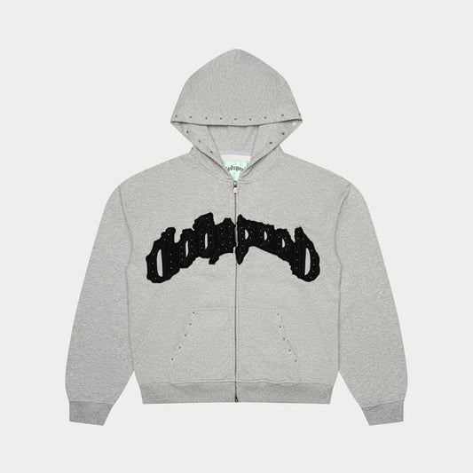 Godspeed Symmetric Studded Zip Up Hoodie (Grey)