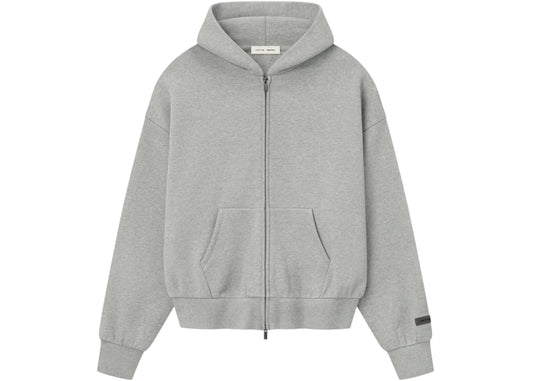 Fear of God Essentials Classic Fleece Zip-Up Hoodie Concrete Heather