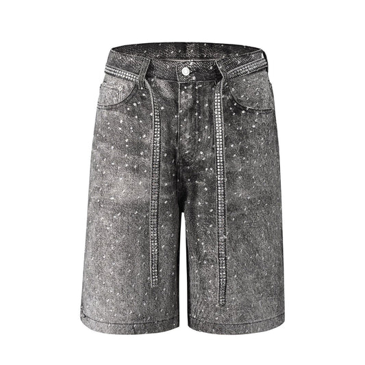 Attere Rhinestone Rodeo Shorts (Black)
