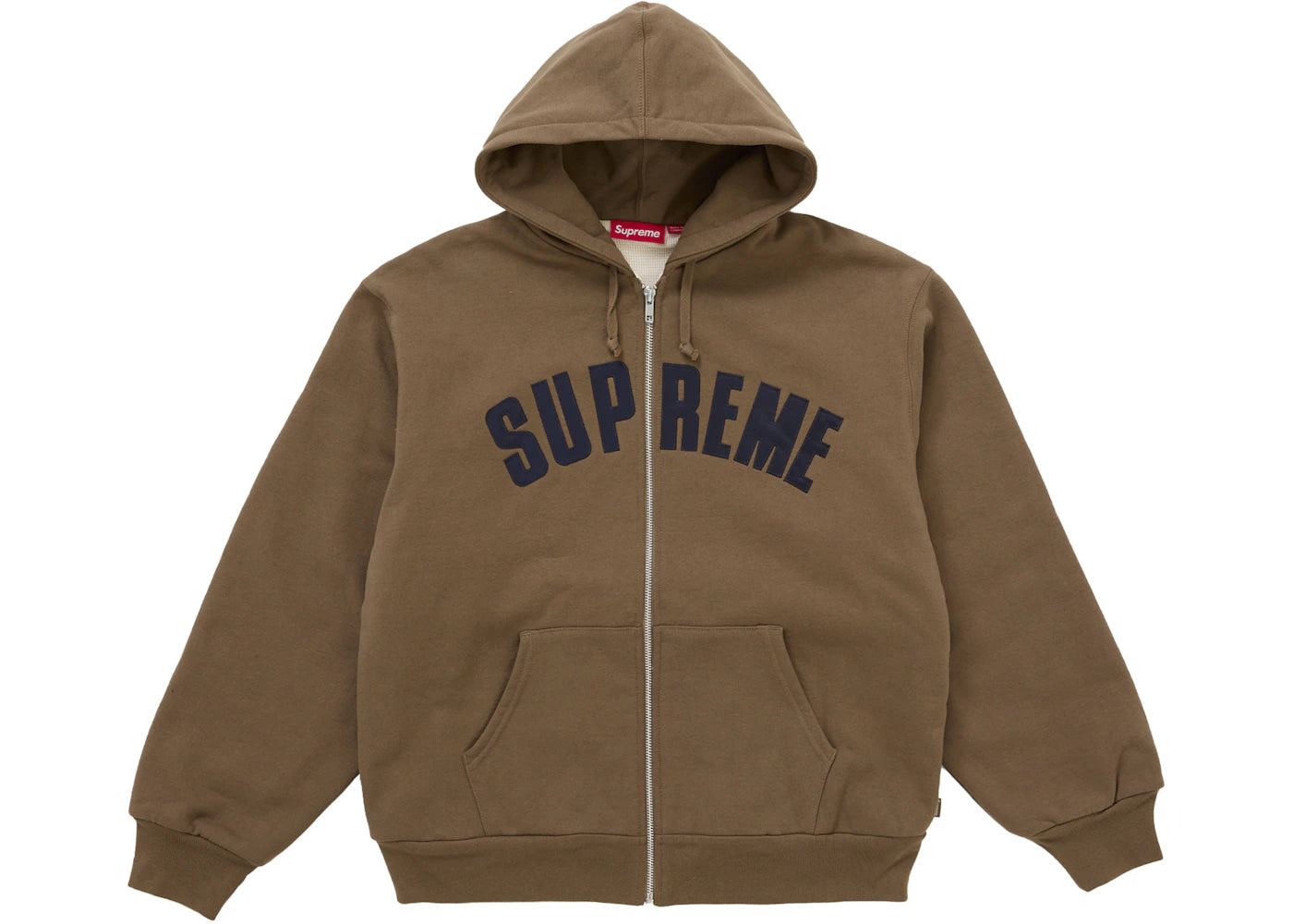 Supreme Arc Thermal Lined Zip Up Hooded Sweatshirt Brown