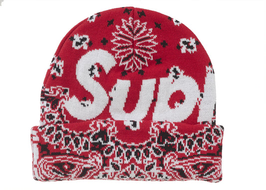 Supreme Bandana Big Logo Beanie Red