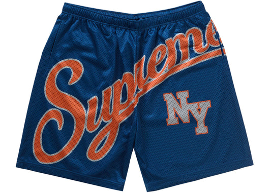 Supreme Big Script Mesh Short Blue