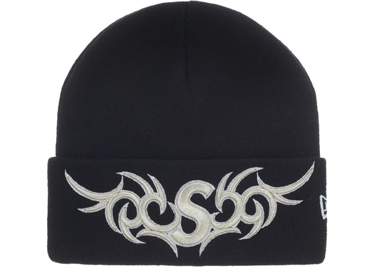 Supreme New Era Tribal S Logo Beanie Black